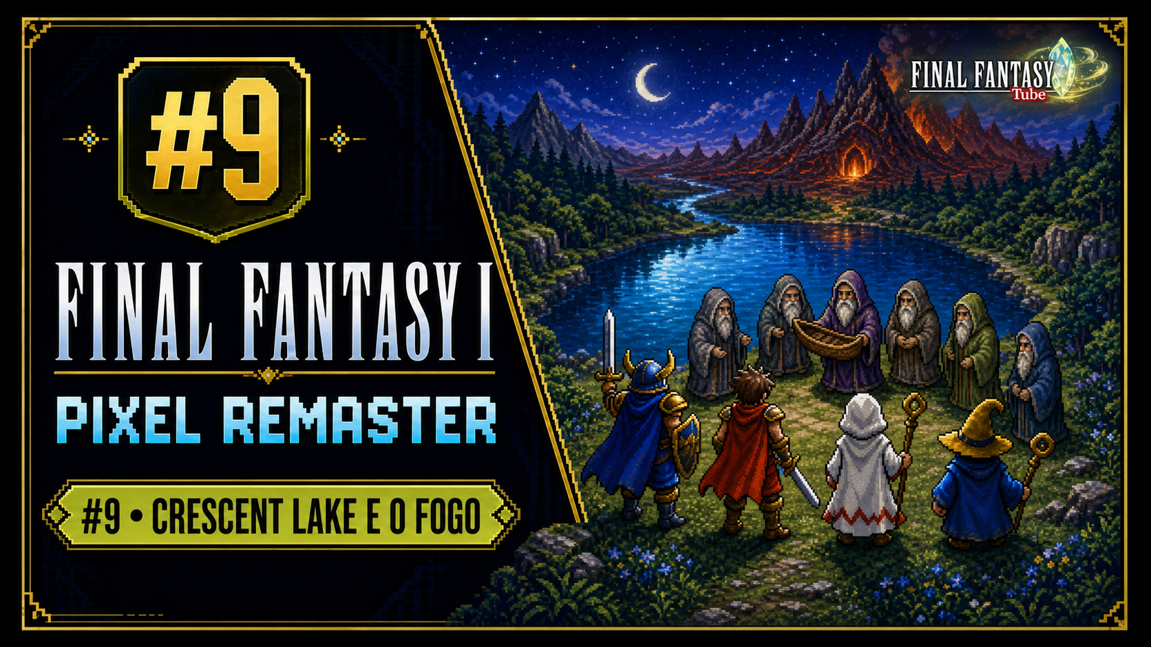 Miniatura do vídeo Final Fantasy I Pixel Remaster #9 — Crescent Lake e a Caverna de Fogo